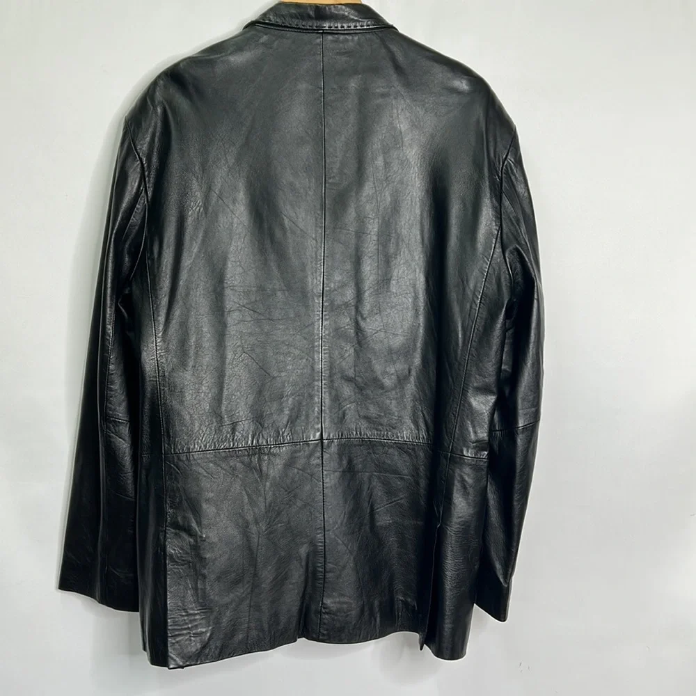 Pronto Uomo genuine leather shoulder pad pocketed blazer - Picture 7 of 11